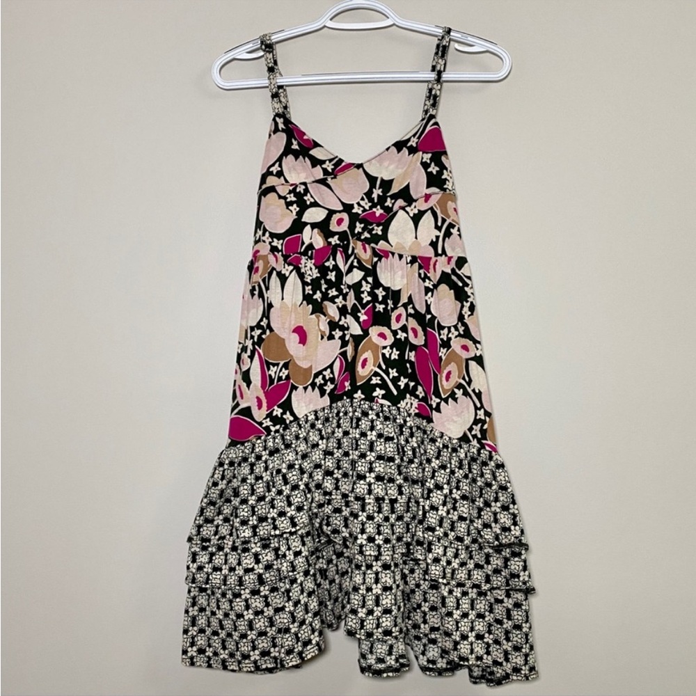 Anthro Lilka Floral Tiered Babydoll Dress Small